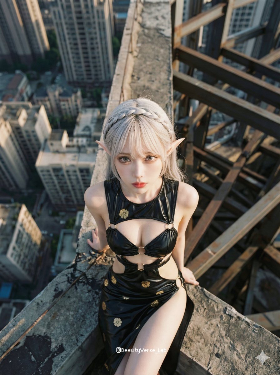 Cinematic Extreme Top-Down Skyscraper Portrait