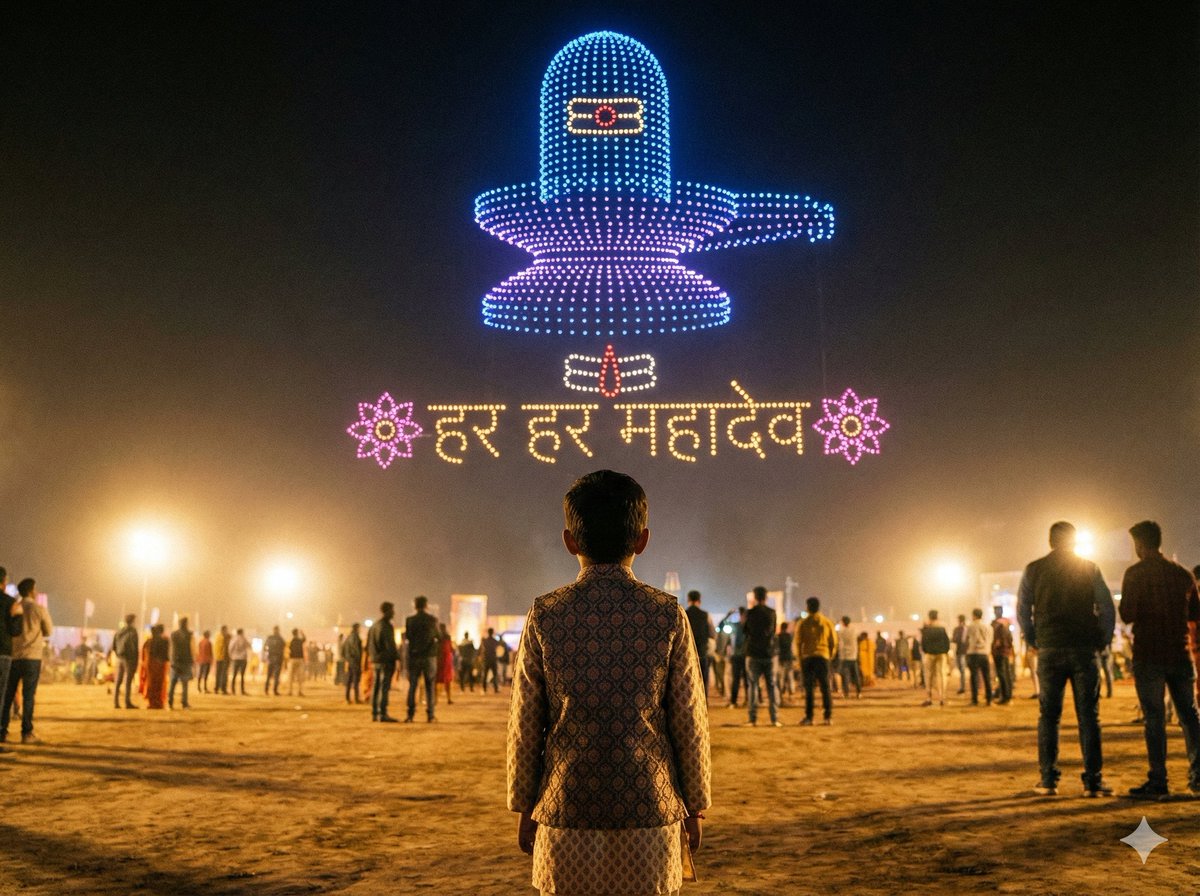 Shiv/God Created by Drones in Sky