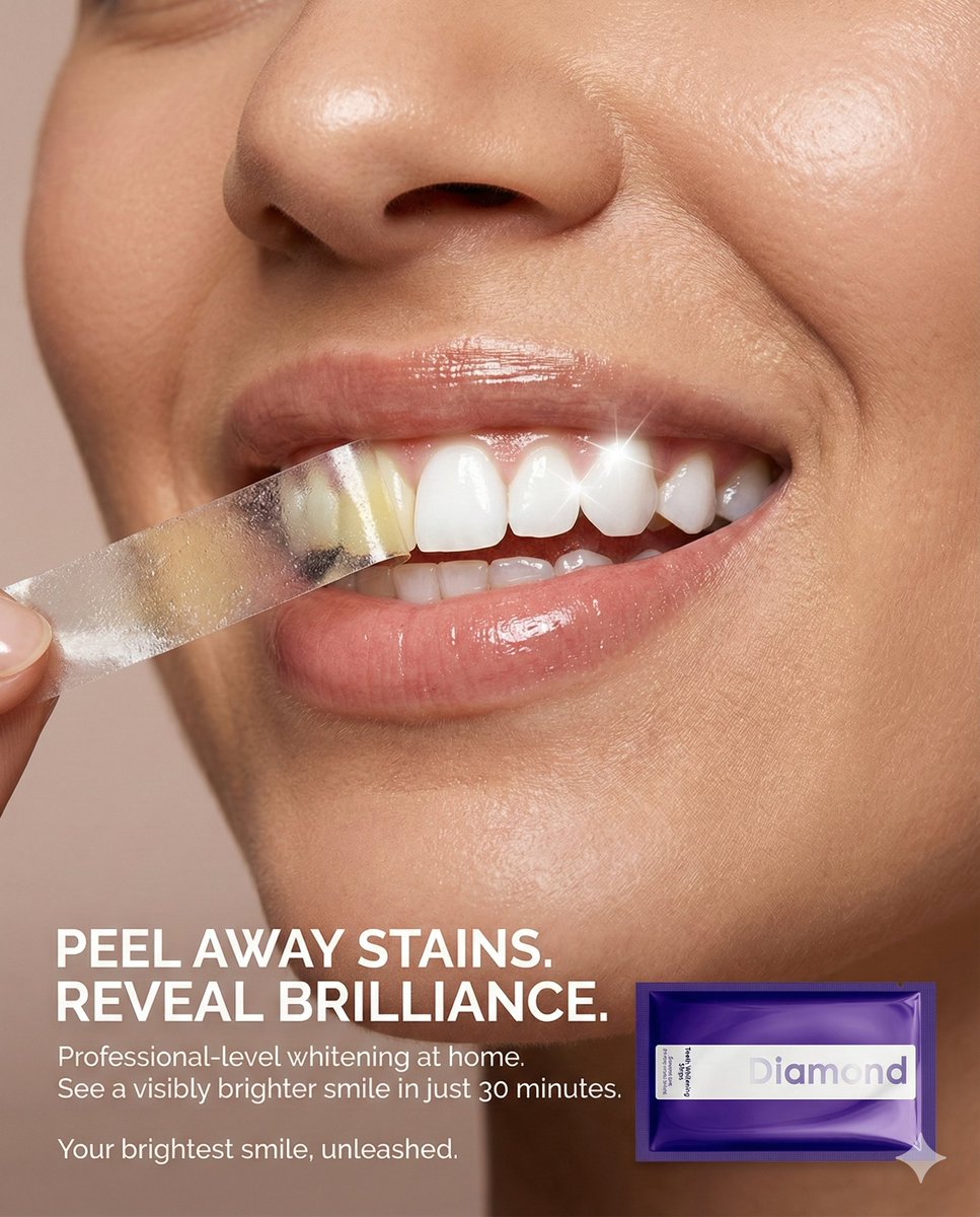 Macro Beauty Ad for Teeth Whitening Strips with Peeling Effect 2