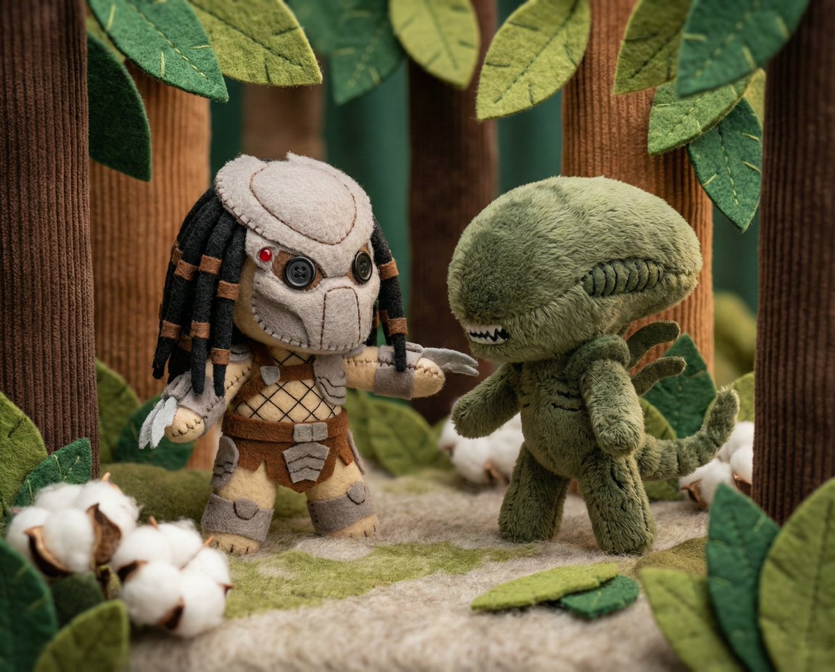 Whimsical Plush Toy Diorama of Little Red Riding Hood