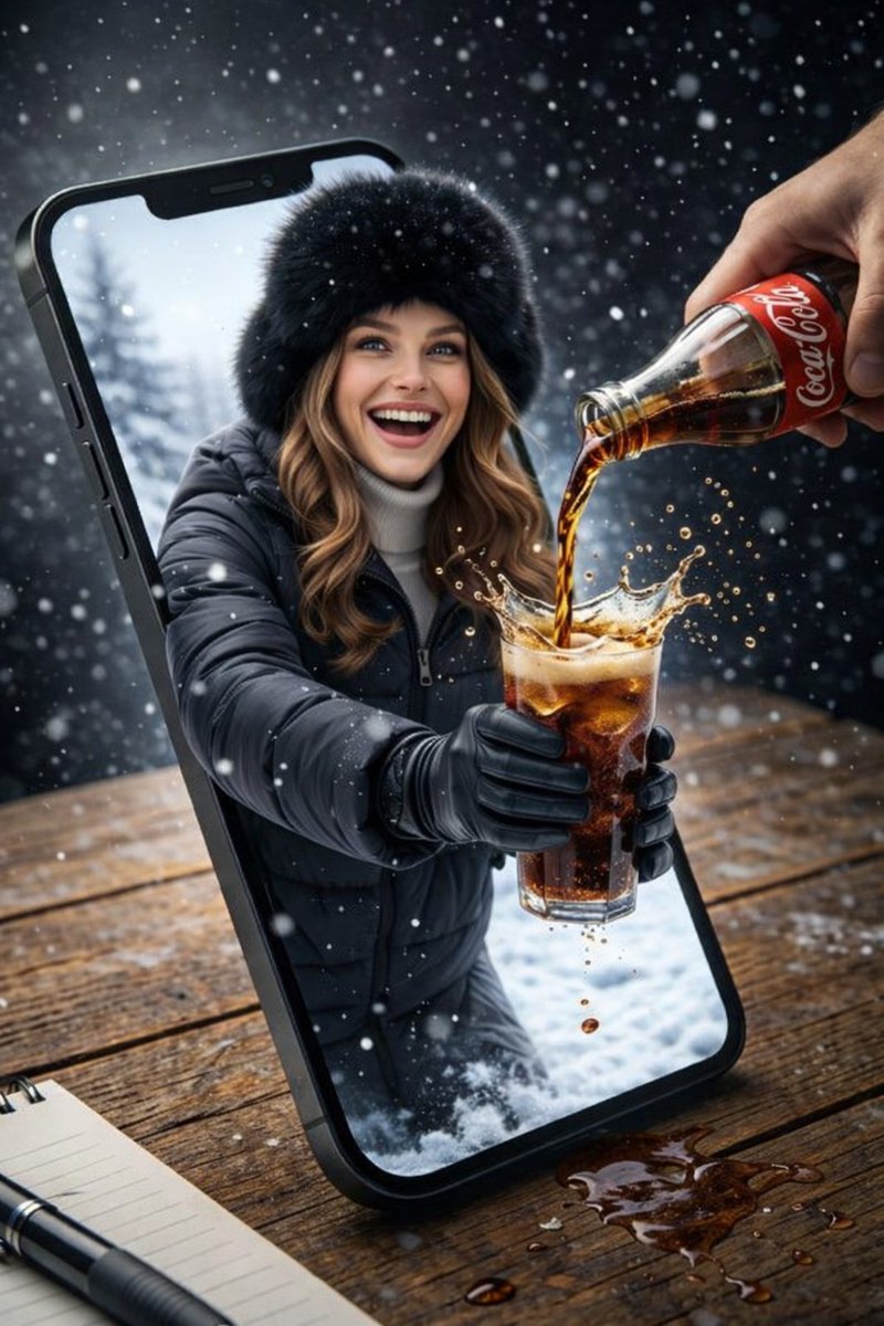 Surreal Product Composite: Subject Emerging from Cracked Phone Screen