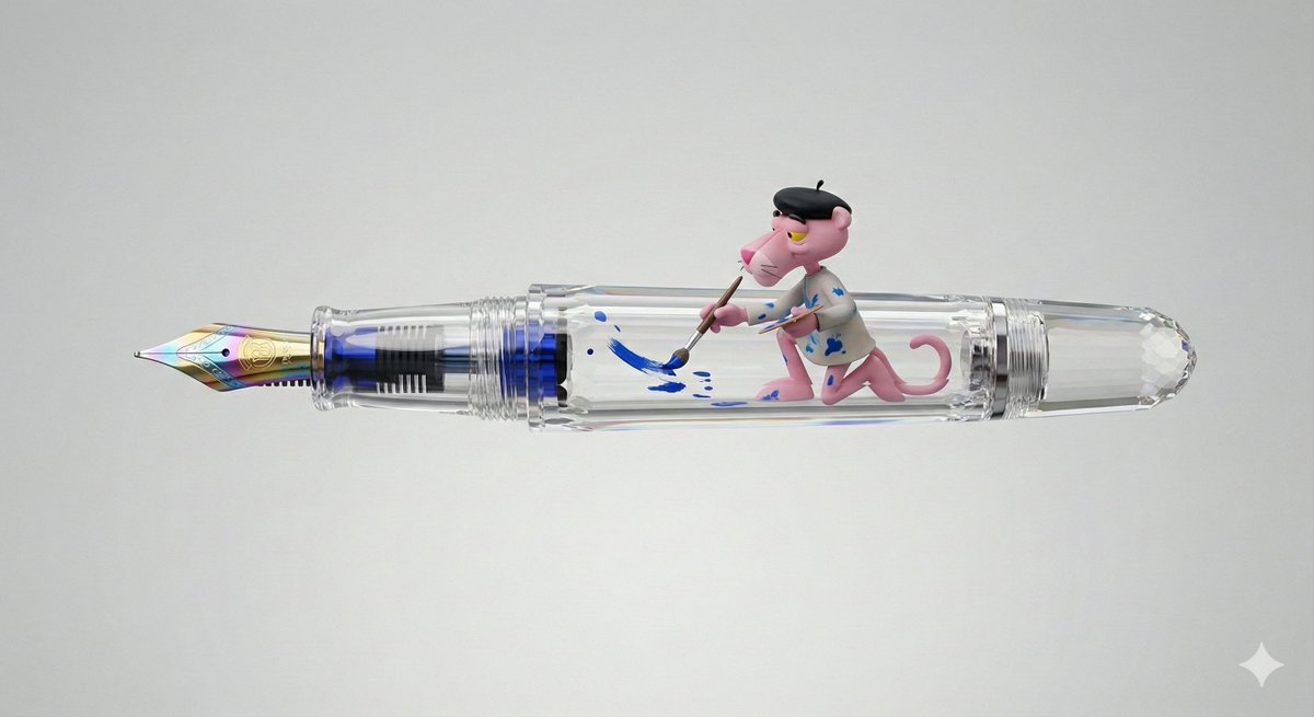 Pink Panther Fountain Pen 3D Render Prompt