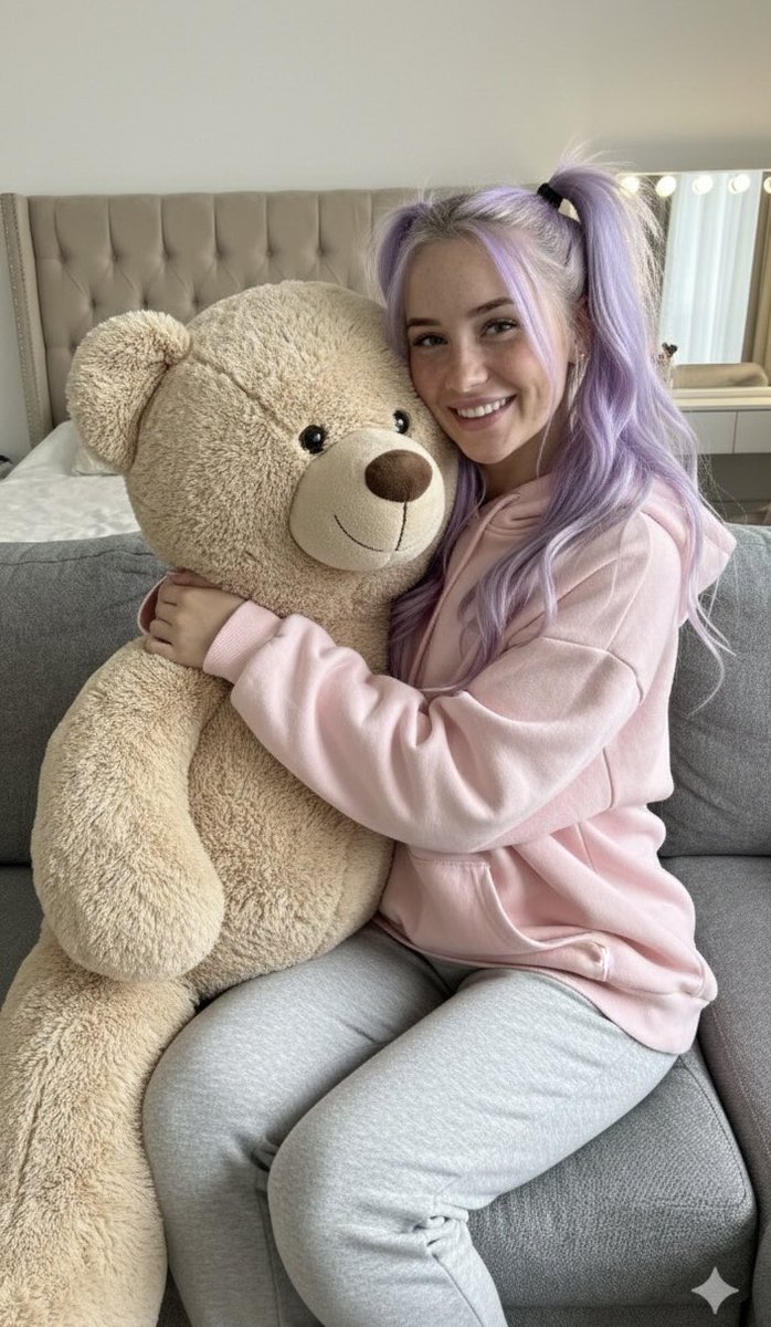 Cozy Candid Snapshot with Giant Teddy Bear Prompt