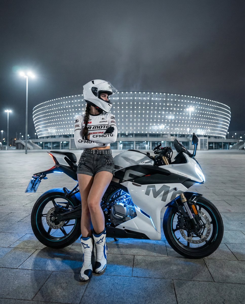 Nighttime Sportbike Rider Portrait