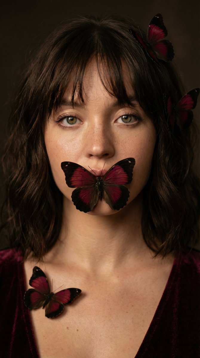Mysterious Portrait with Butterflies