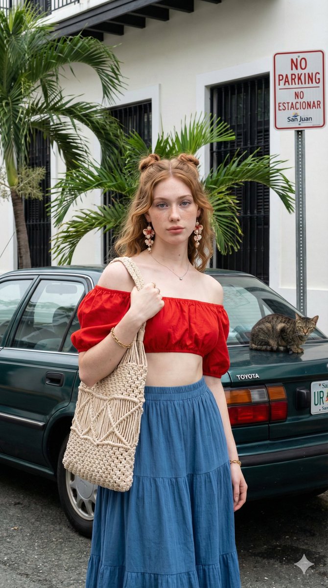 Photorealistic Spanish Beauty Portrait in Urban Tropical Setting