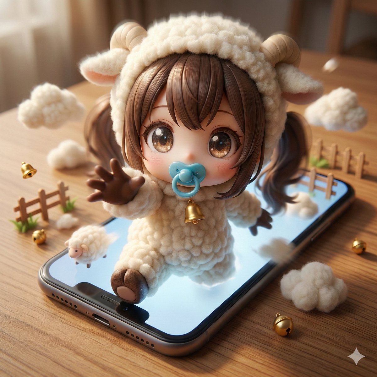 遊戲素材 - 角色從智能手機螢幕中浮現（強迫透視）