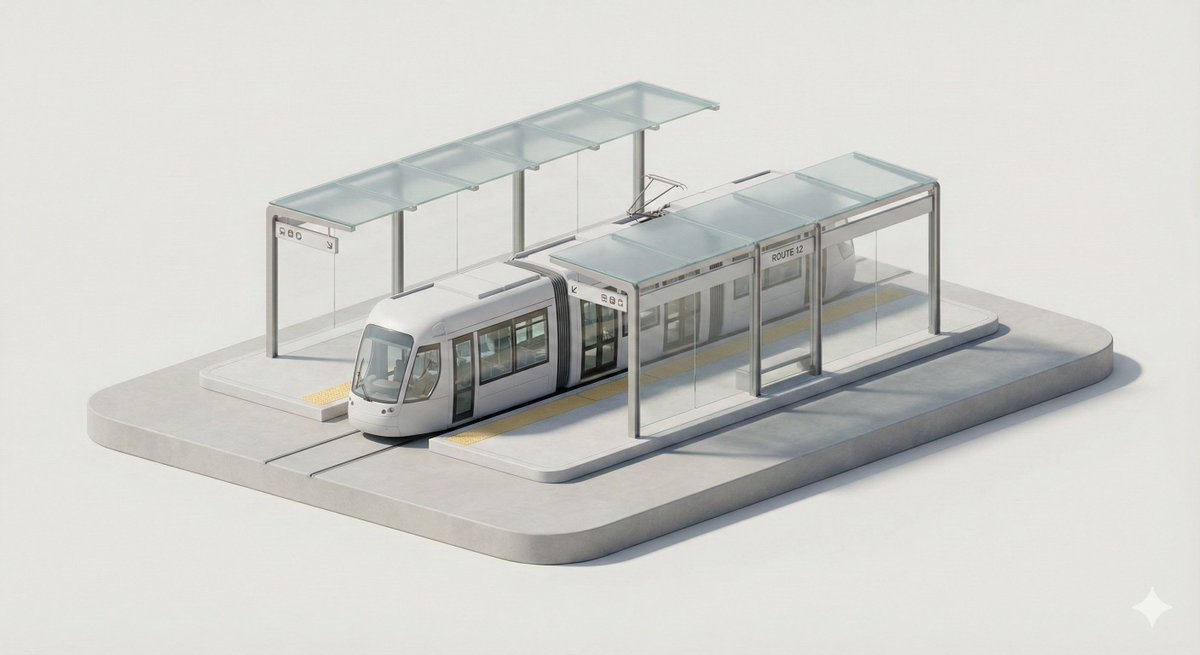3D Isometric Urban Transit Stop Diorama Prompt 3