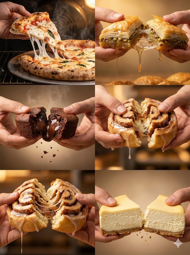 Food Action Photography Series Prompt (Cheese Pull, Syrup Drip)