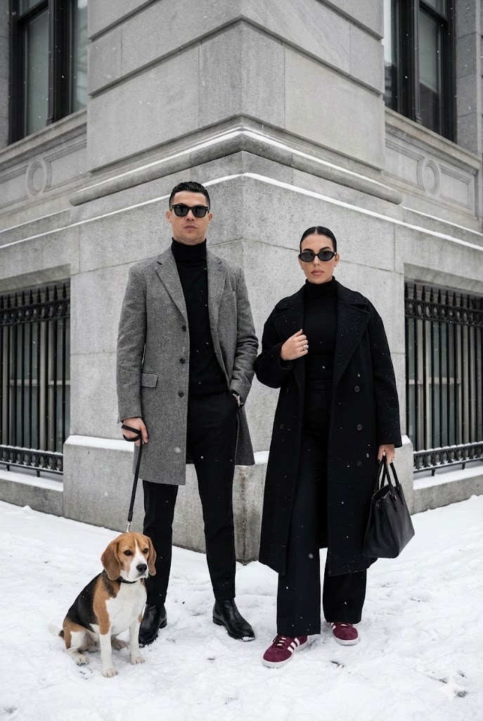 Sophisticated Urban Winter Couple Portrait