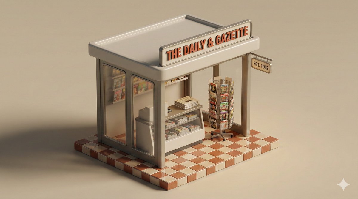 Minimal 3D Isometric Urban Retail Kiosk Diorama 4