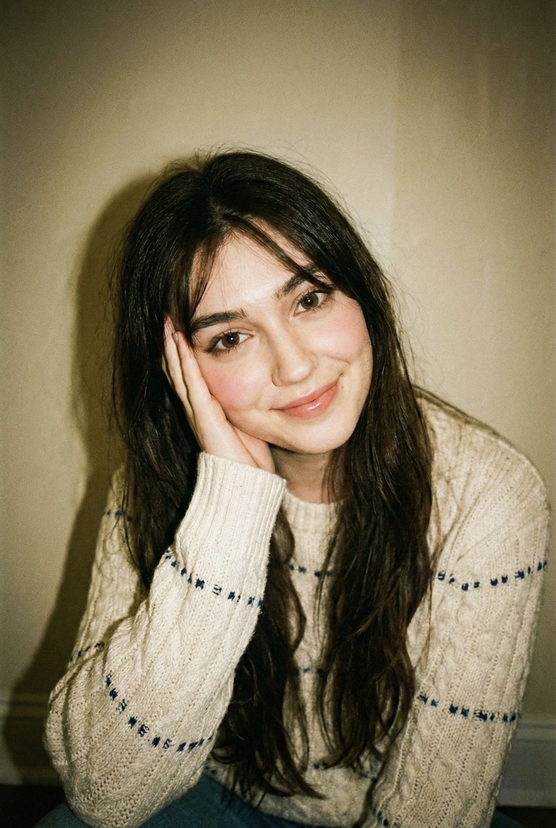 Disposable Camera Aesthetic Portrait with Intimate Pose