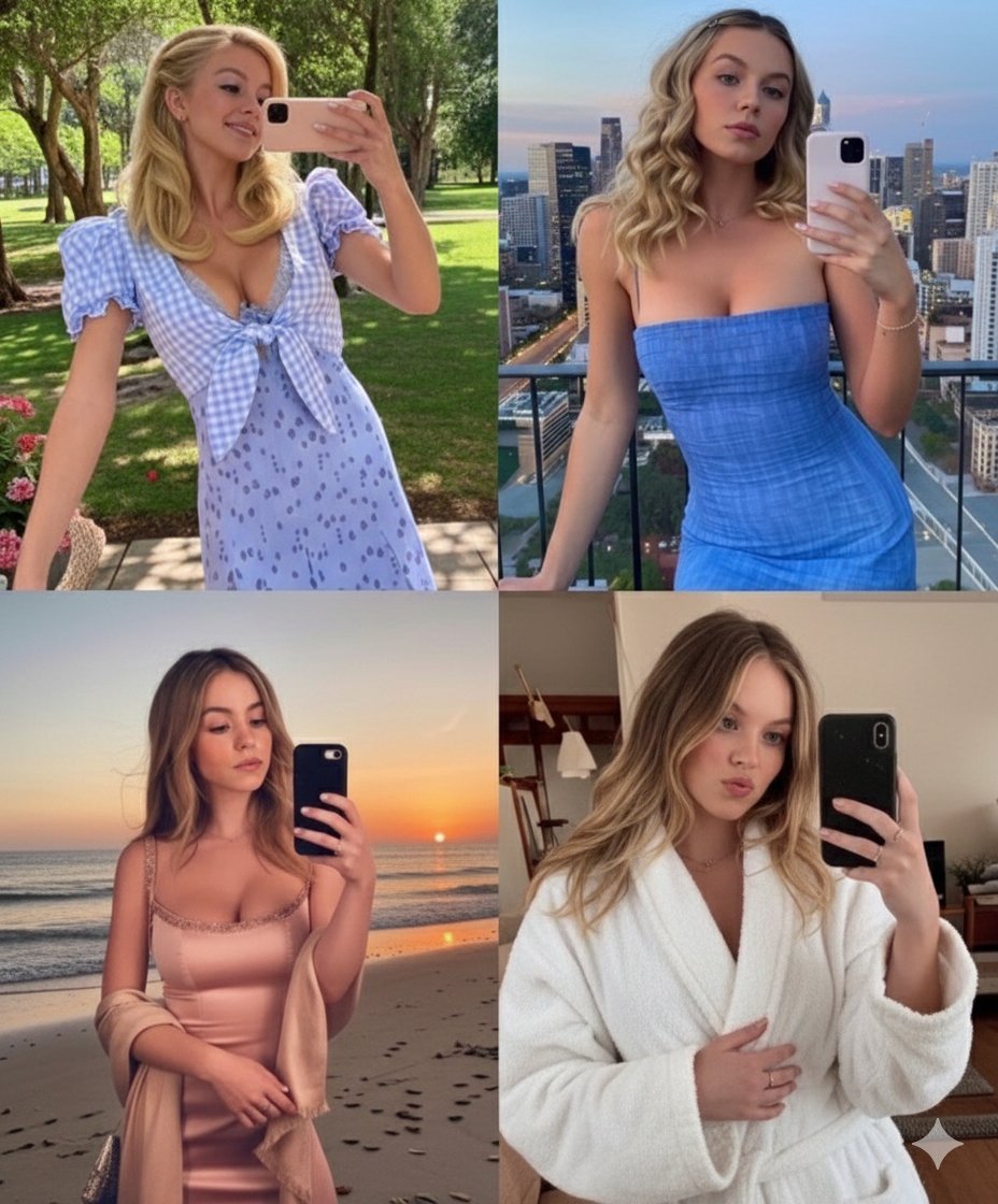 Diptych Sydney Sweeney Style Editorial Portrait