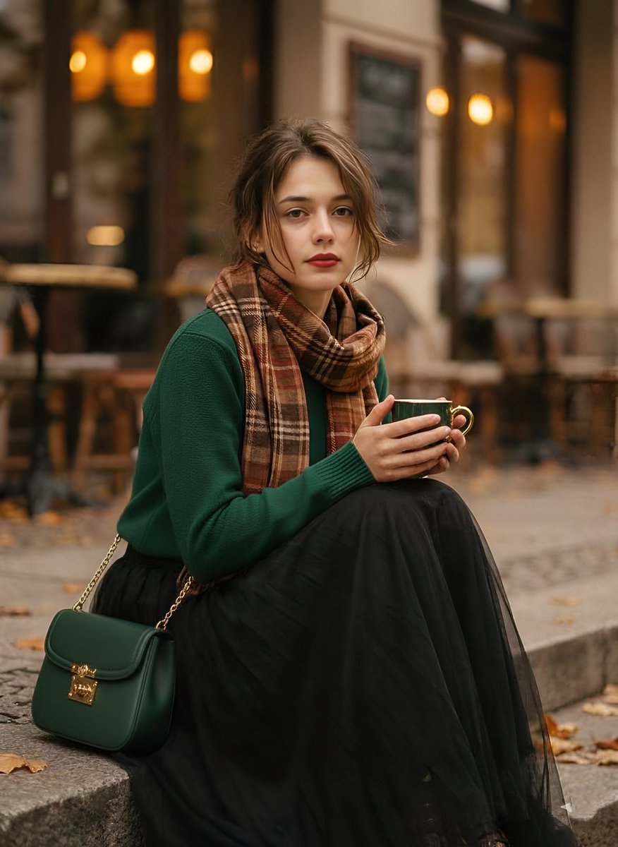 Aesthetic 1970s Vintage Cafe Fashion Portrait