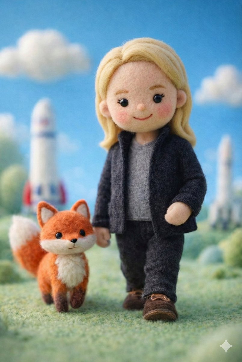 Handcrafted Felt Miniature Scene with Tech Character 2