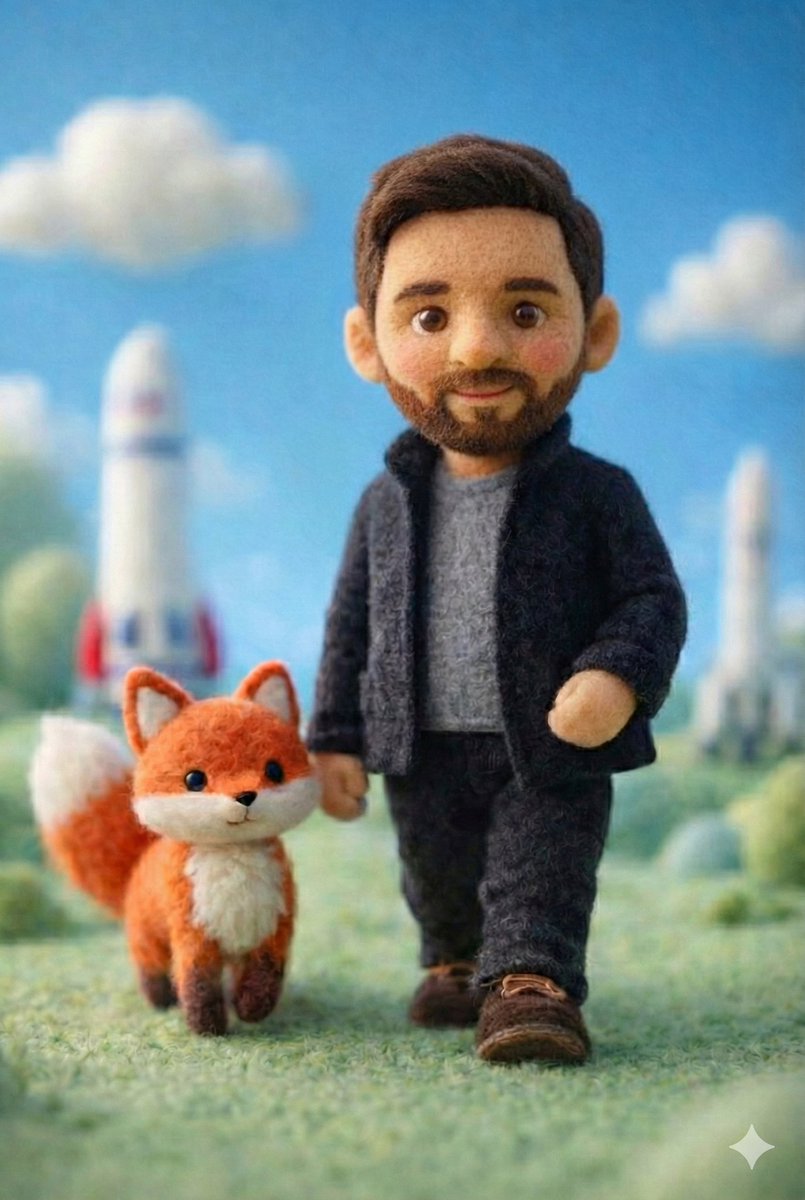 Handcrafted Felt Miniature Scene with Tech Character 3