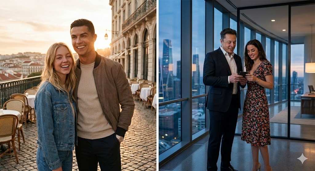 Celebrity Pairing Split-Screen Collage Prompt