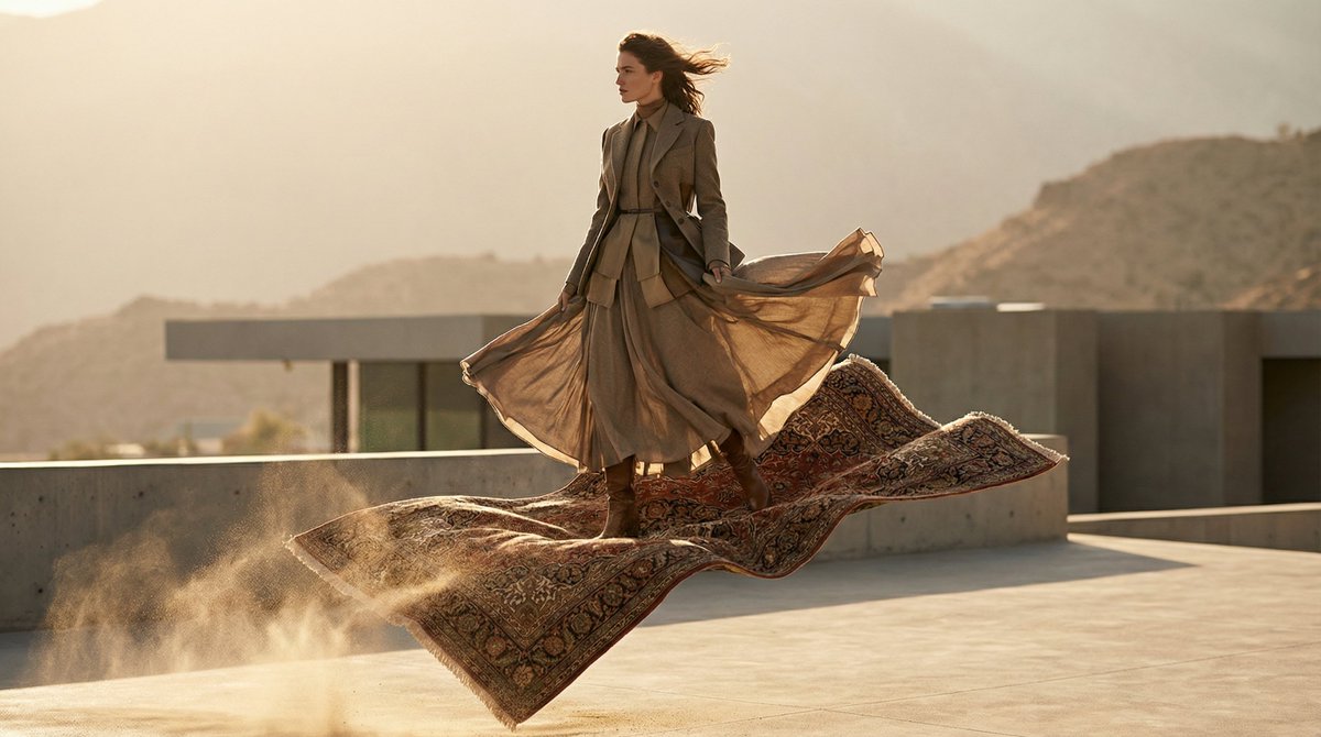 High-Fashion Magic Carpet Editorial Shot