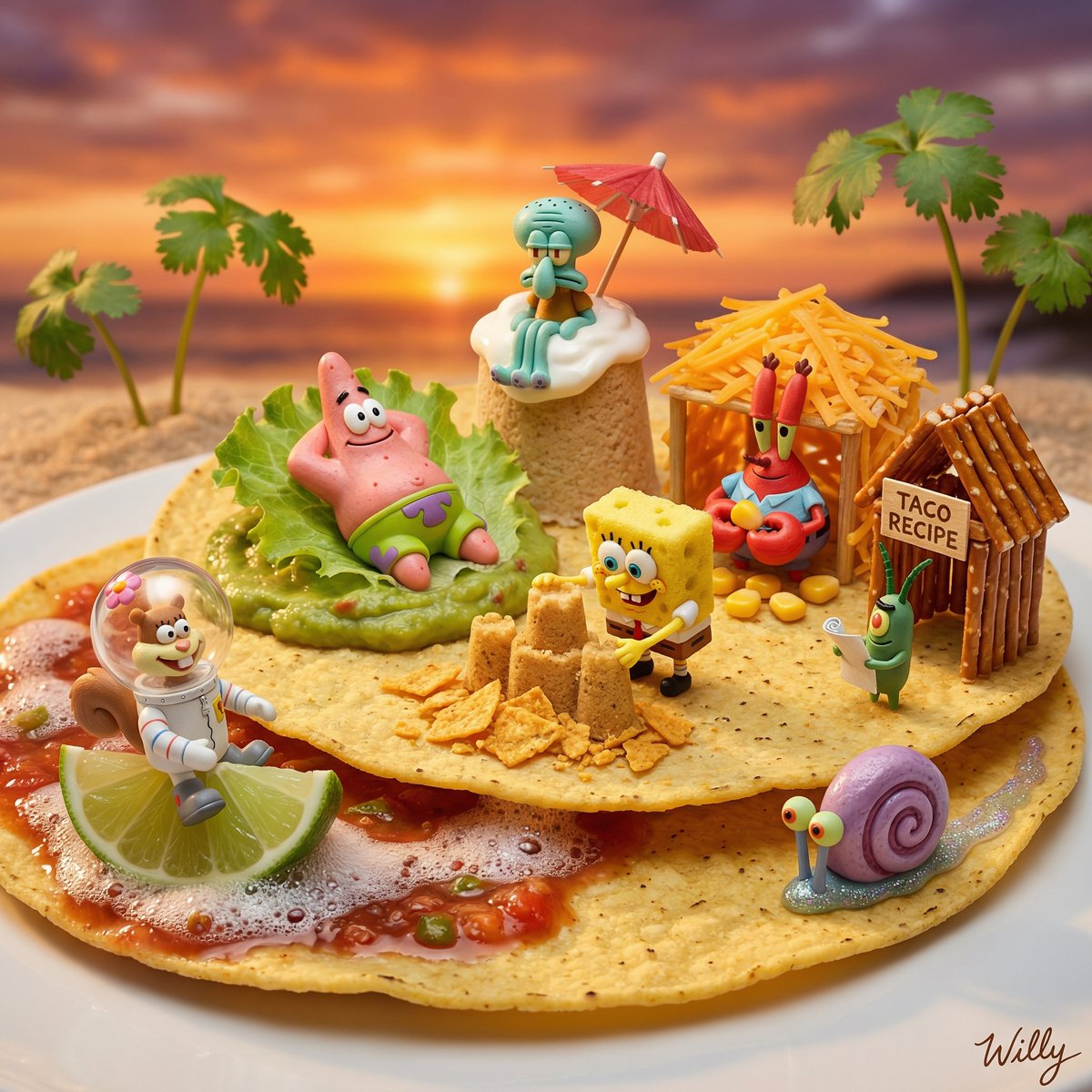 SpongeBob Taco Beach Resort Diorama Prompt