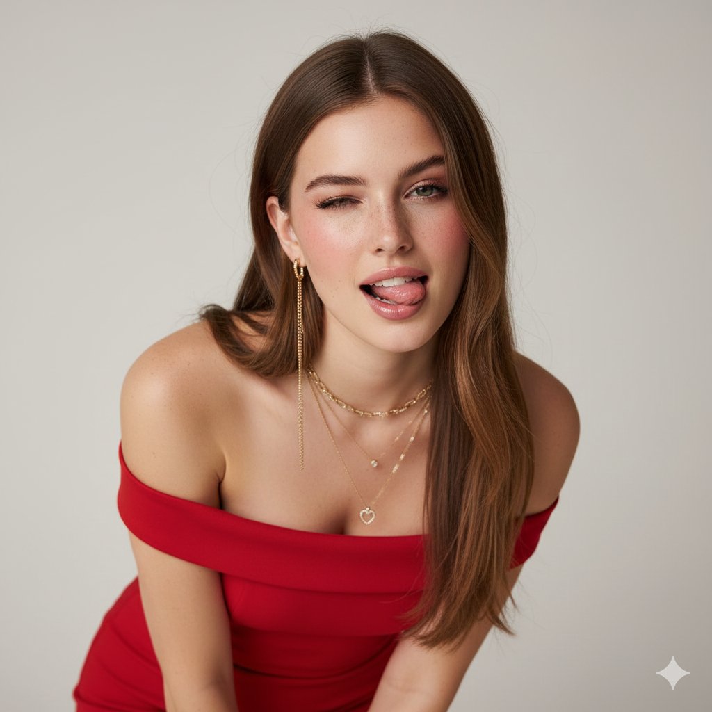 Ultra-Realistic Studio Portrait with Playful Expression