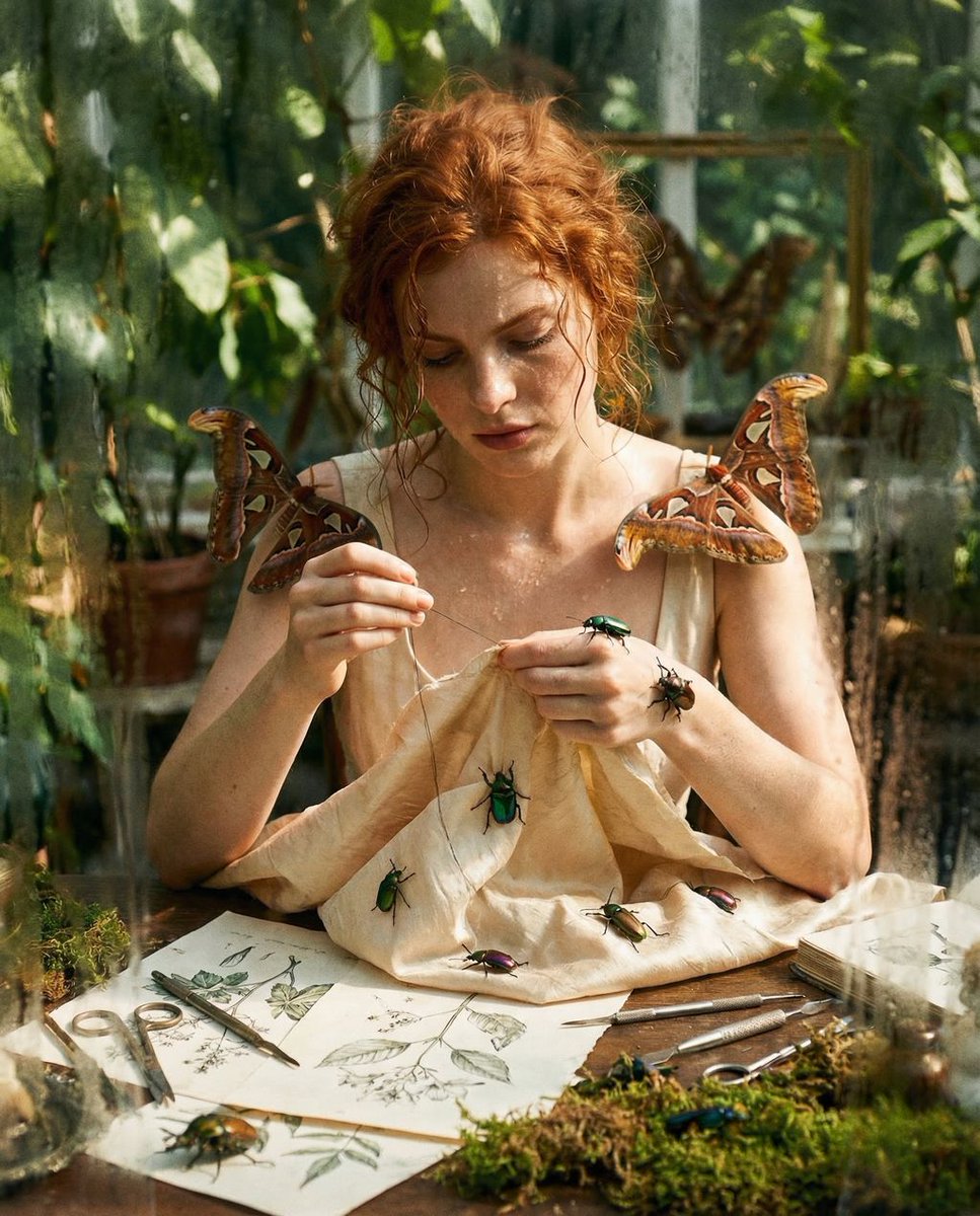 Sample output image for Surreal High Fashion Editorial Prompt with Living Insects