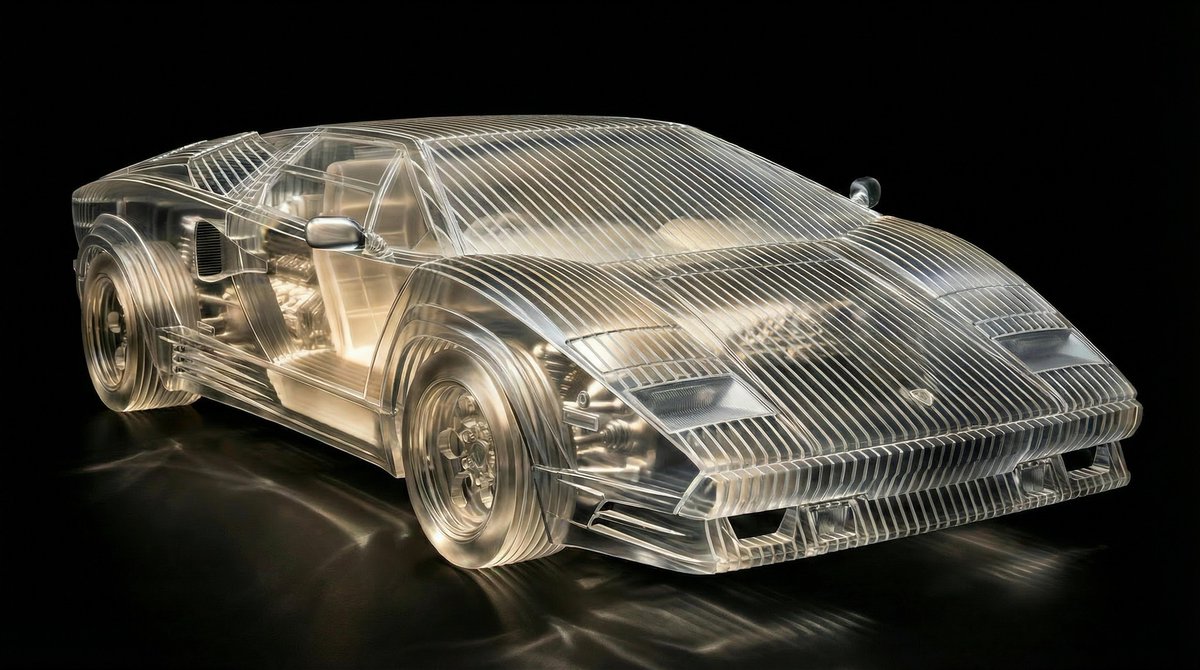 电商主图 - 透明分层玻璃超级跑车雕塑提示 - Image 4