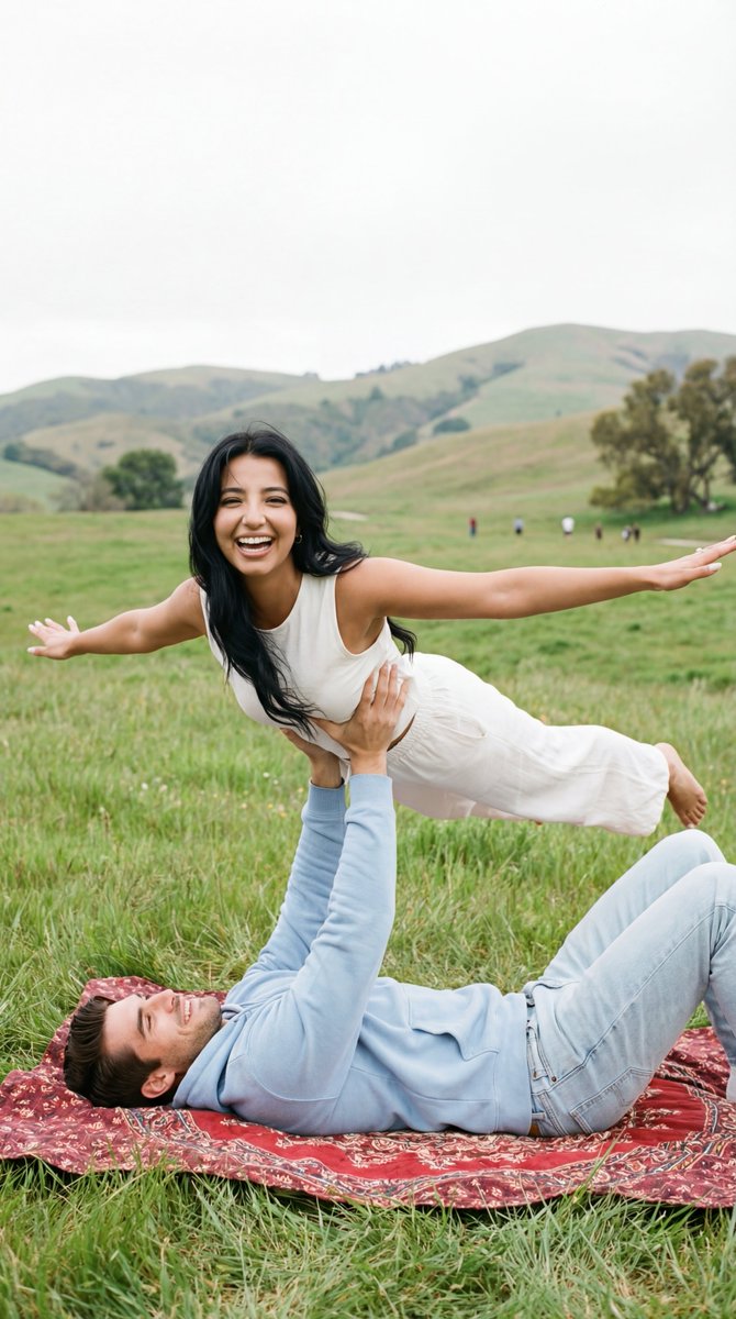 Photorealistic Acro-Yoga Couple Portrait with Identity Lock