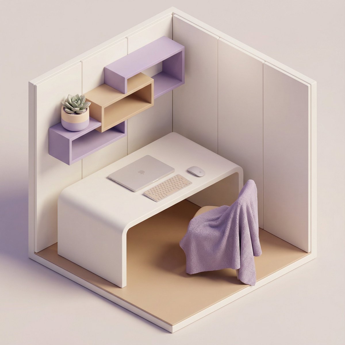 3D Isometric Floating Home Office Illustration 7