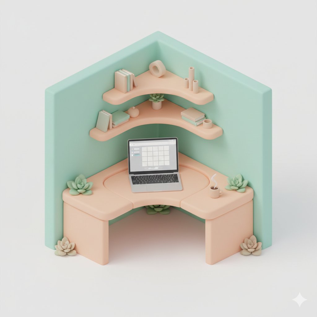 3D Isometric Floating Home Office Illustration 6