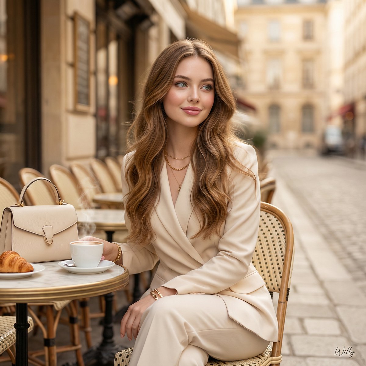 Parisian Luxury Fashion Ad at Golden Hour