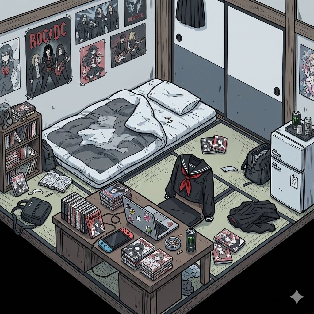 游戏素材 - 根据角色概念生成等距房间插画 - Image 1