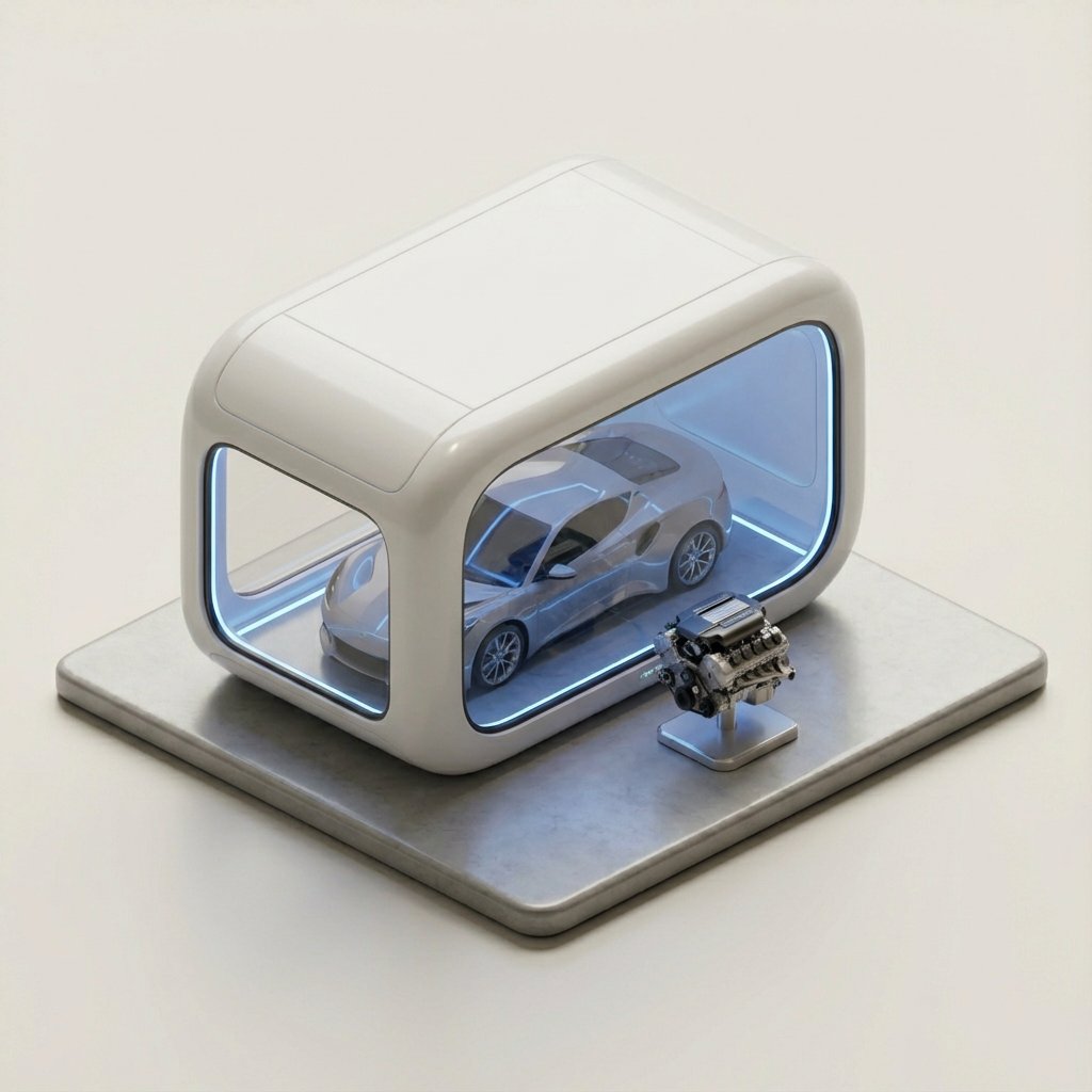 Minimalist 3D Isometric Car Showroom Model