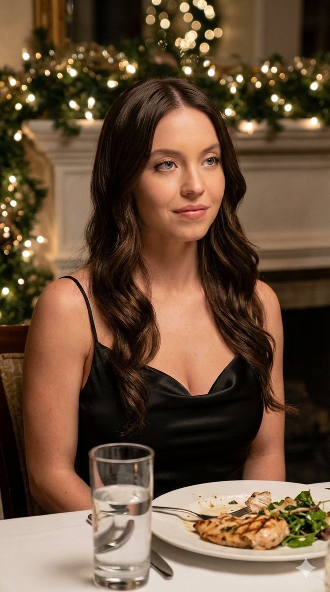 Romantic Dinner Date Portrait in Black Satin Dress