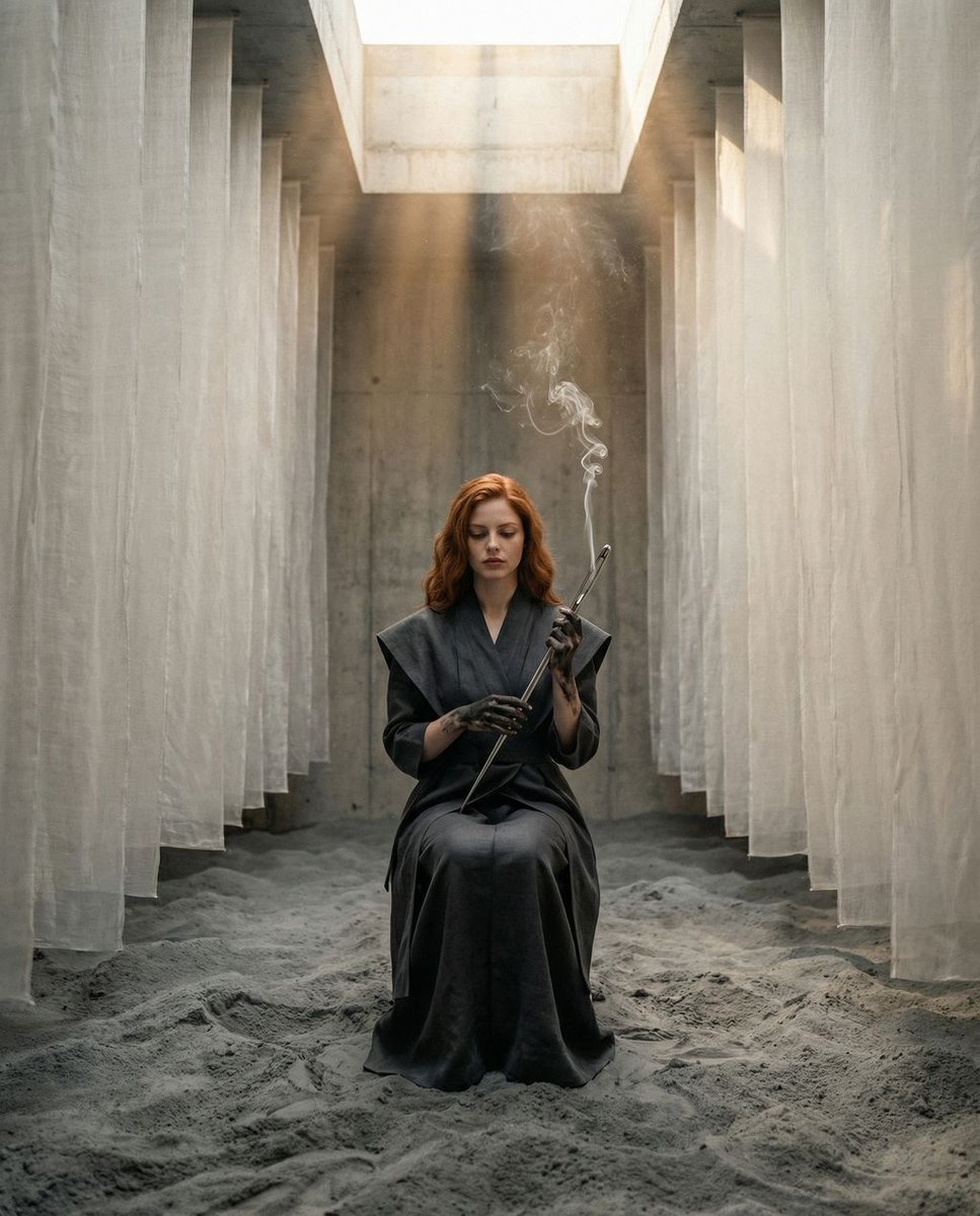 The Symmetrical Ash Ritual: Hyper-Realistic Brutalist Portrait 2