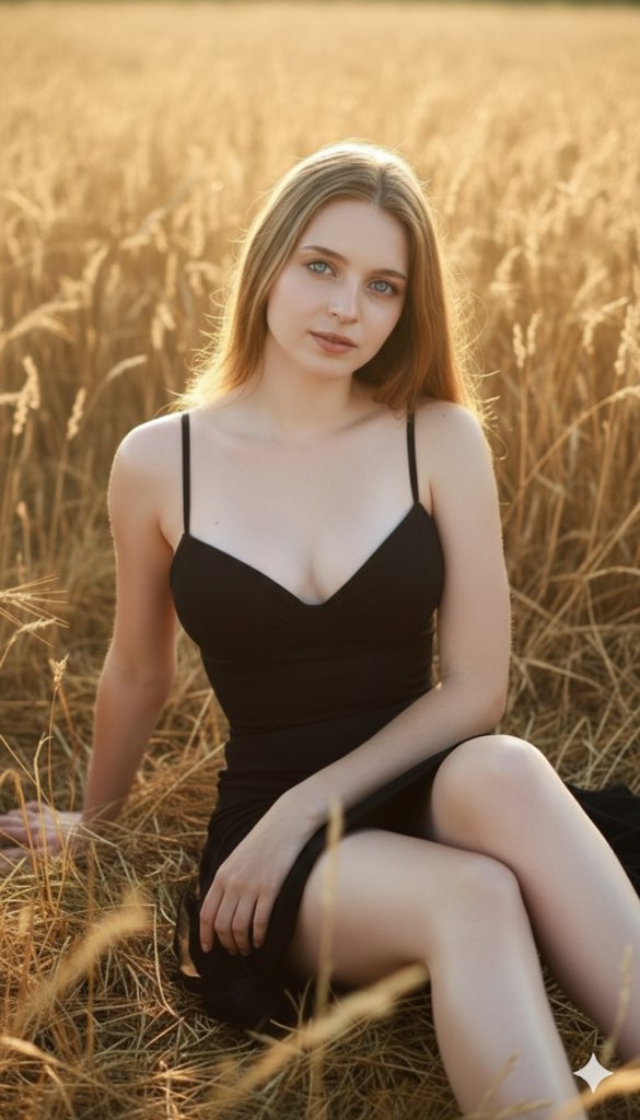 Three Variations of a Blonde Woman in Black Clothing