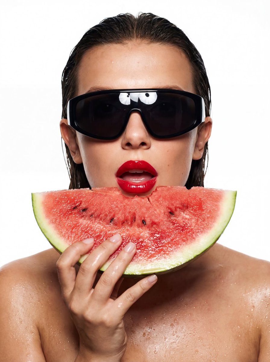 Hyper-Stylized Close-up with Watermelon and Futuristic Sunglasses 2
