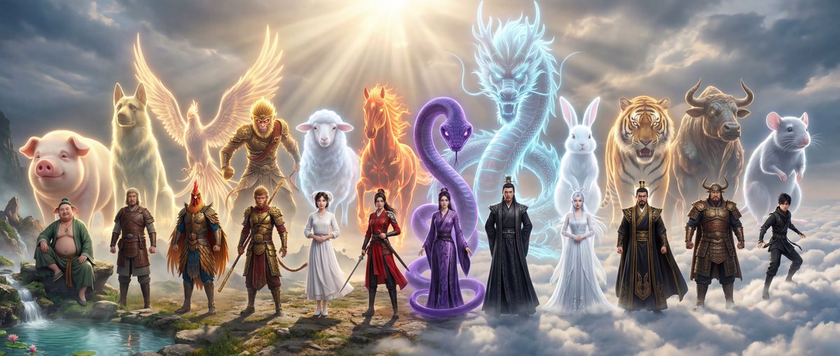 Epic Chinese Fantasy Zodiac Deities Prompt (12 Characters)