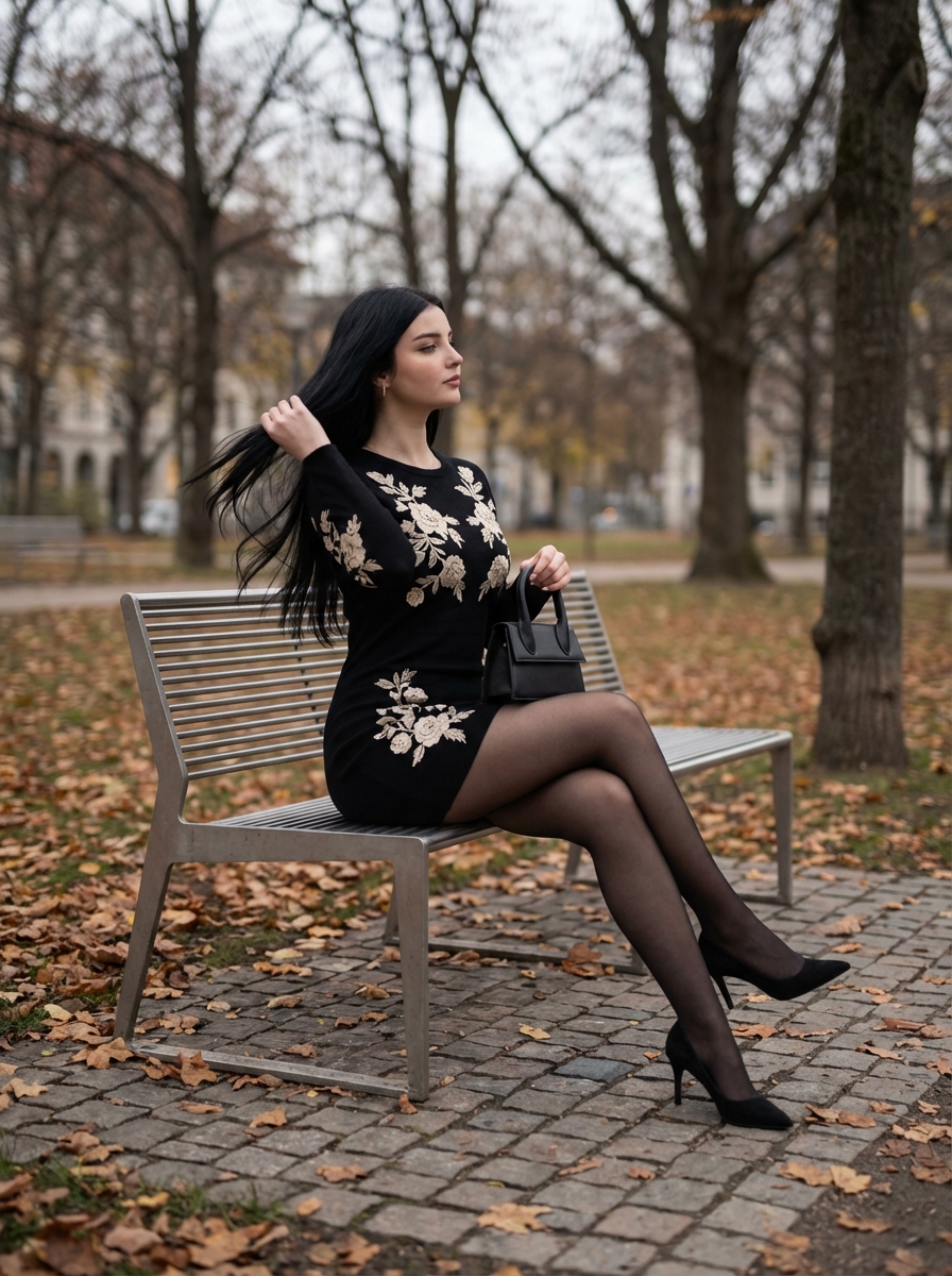 Elegant Autumn City Park Editorial Scene