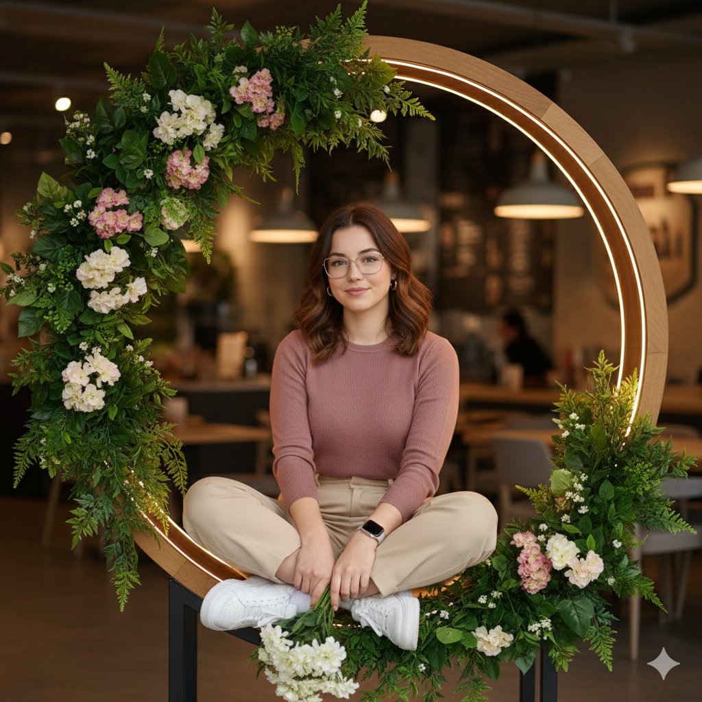 Ultra-realistic café lifestyle portrait with identity lock prompt