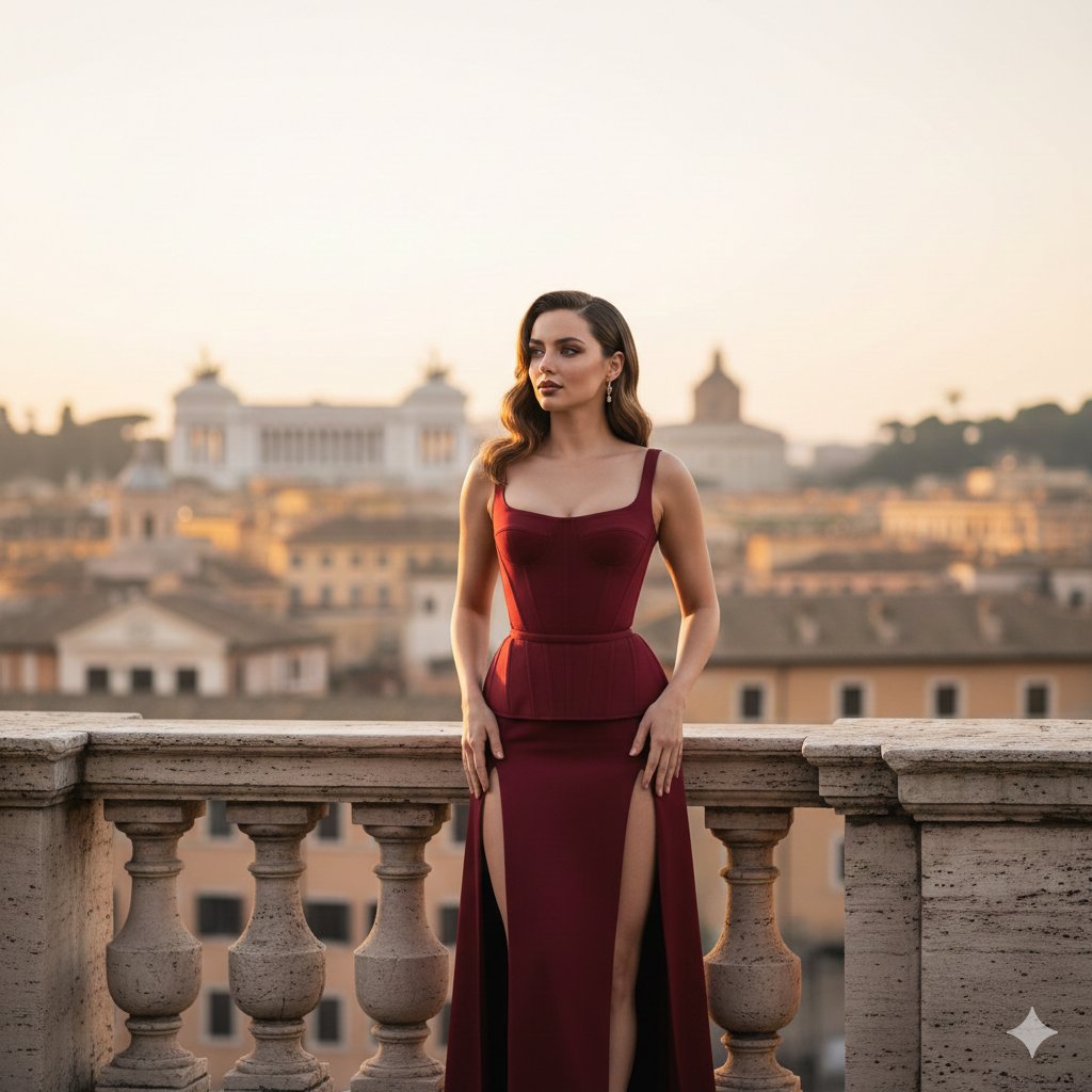 Ana de Armas Roman Balcony Editorial Prompt (Version 2)