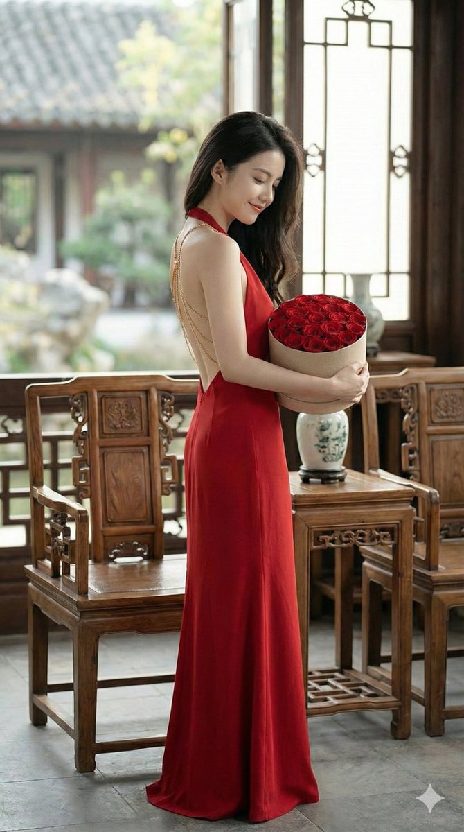 Romantic Opulence Portrait Prompt (Red Dress)