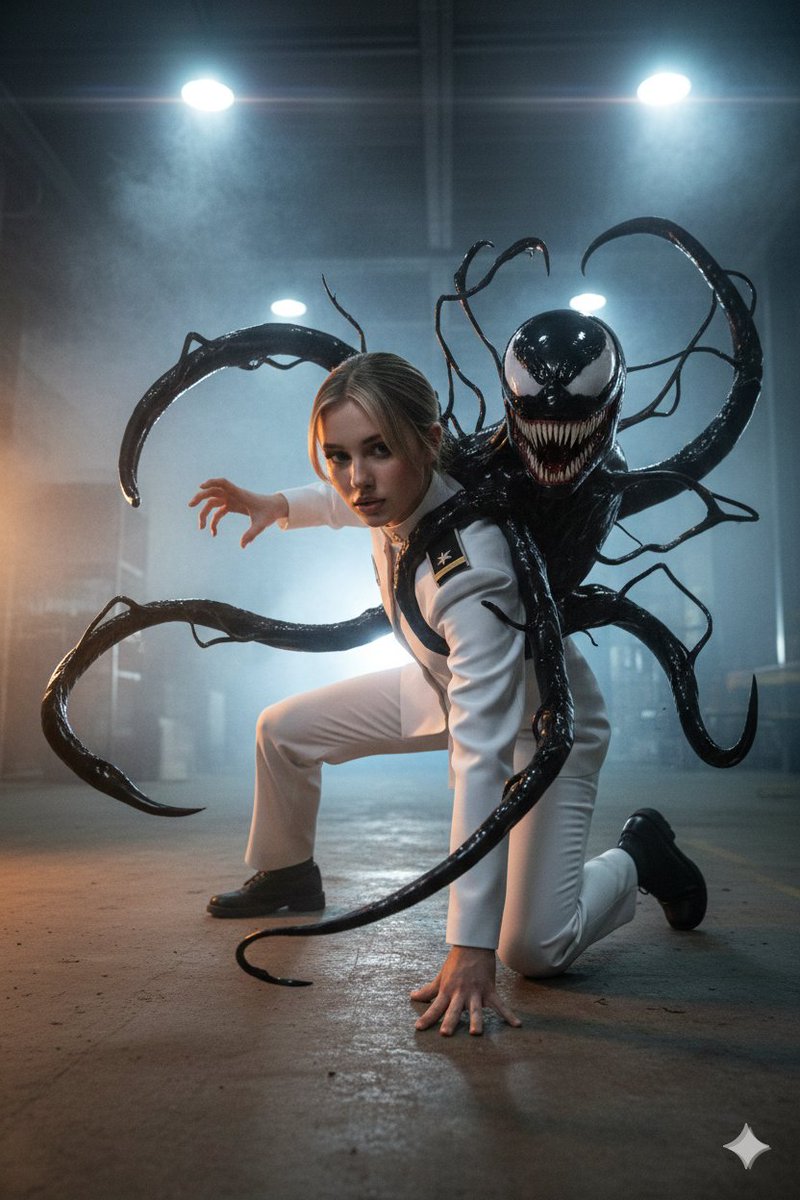 Dark Sci-Fi Action Scene with Venom-like Symbiote