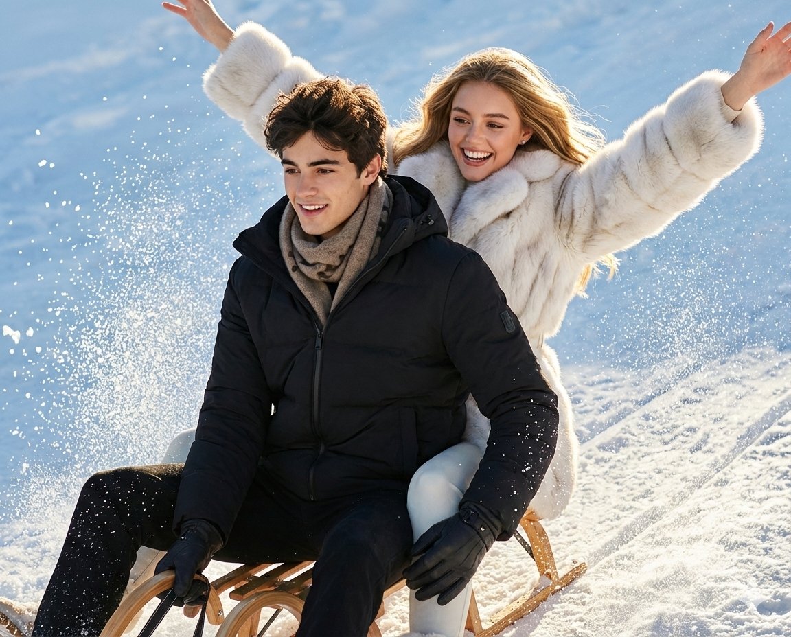Luxury Russian Winter Sledding Scene Prompt