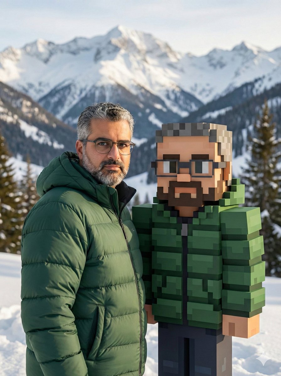 Realistic Photo with Voxel Minecraft Doppelgänger
