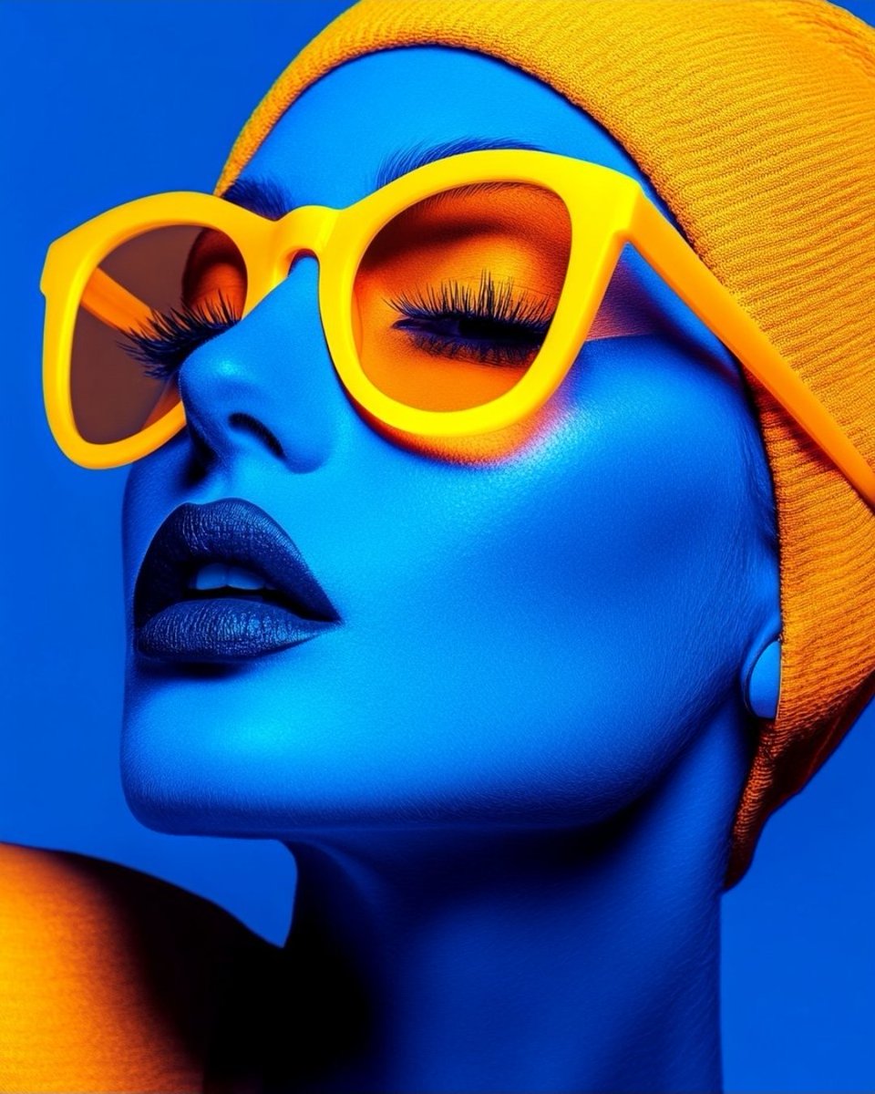 Cyberpunk Fashion Portrait with Electric Blue Skin