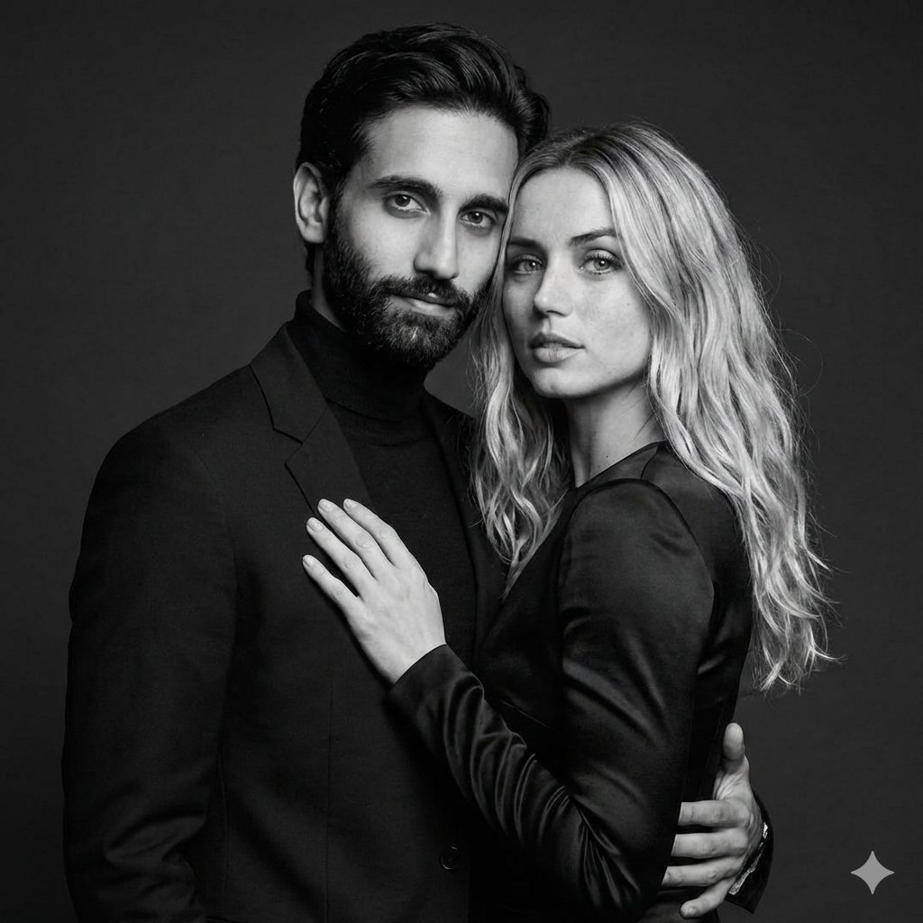 Black-and-White Studio Portrait of a Couple with Identity Lock 2