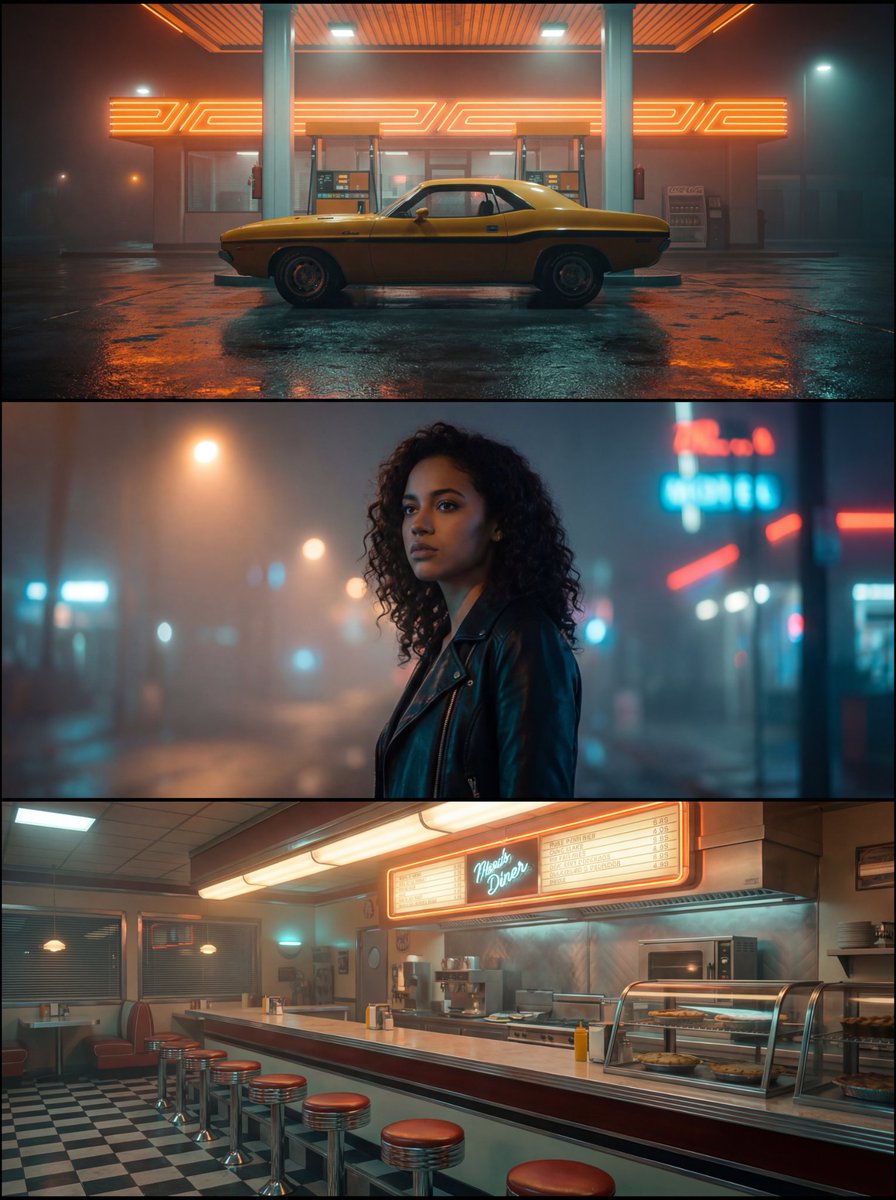 Neo-Noir Synthwave Triptych Montage