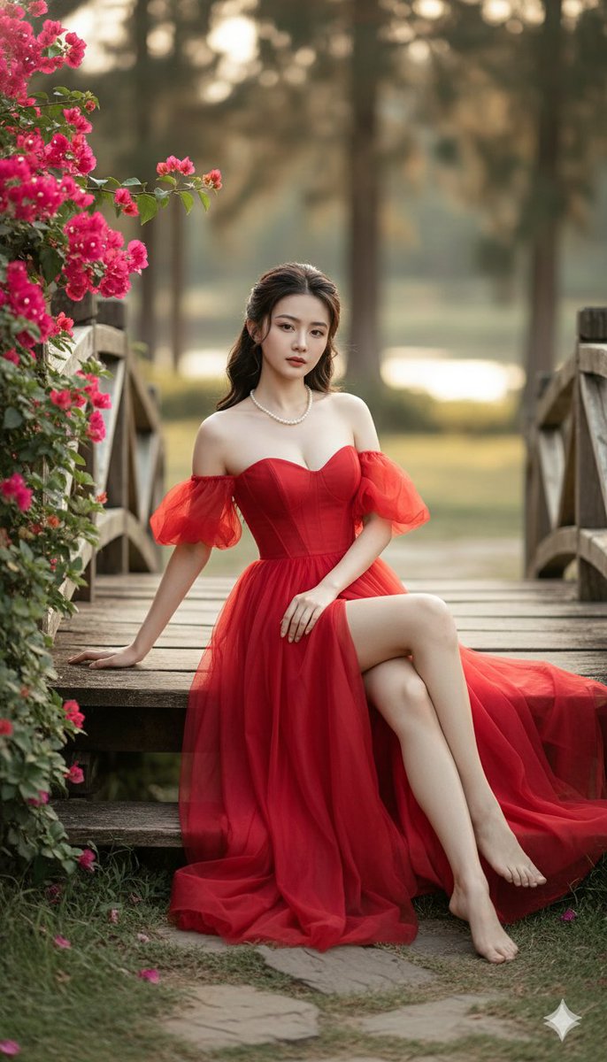 Cinematic Fine-Art Portrait of a Woman in a Red Gala Dress