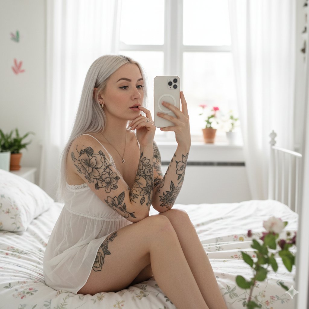 Intimate Mirror Selfie in Bedroom