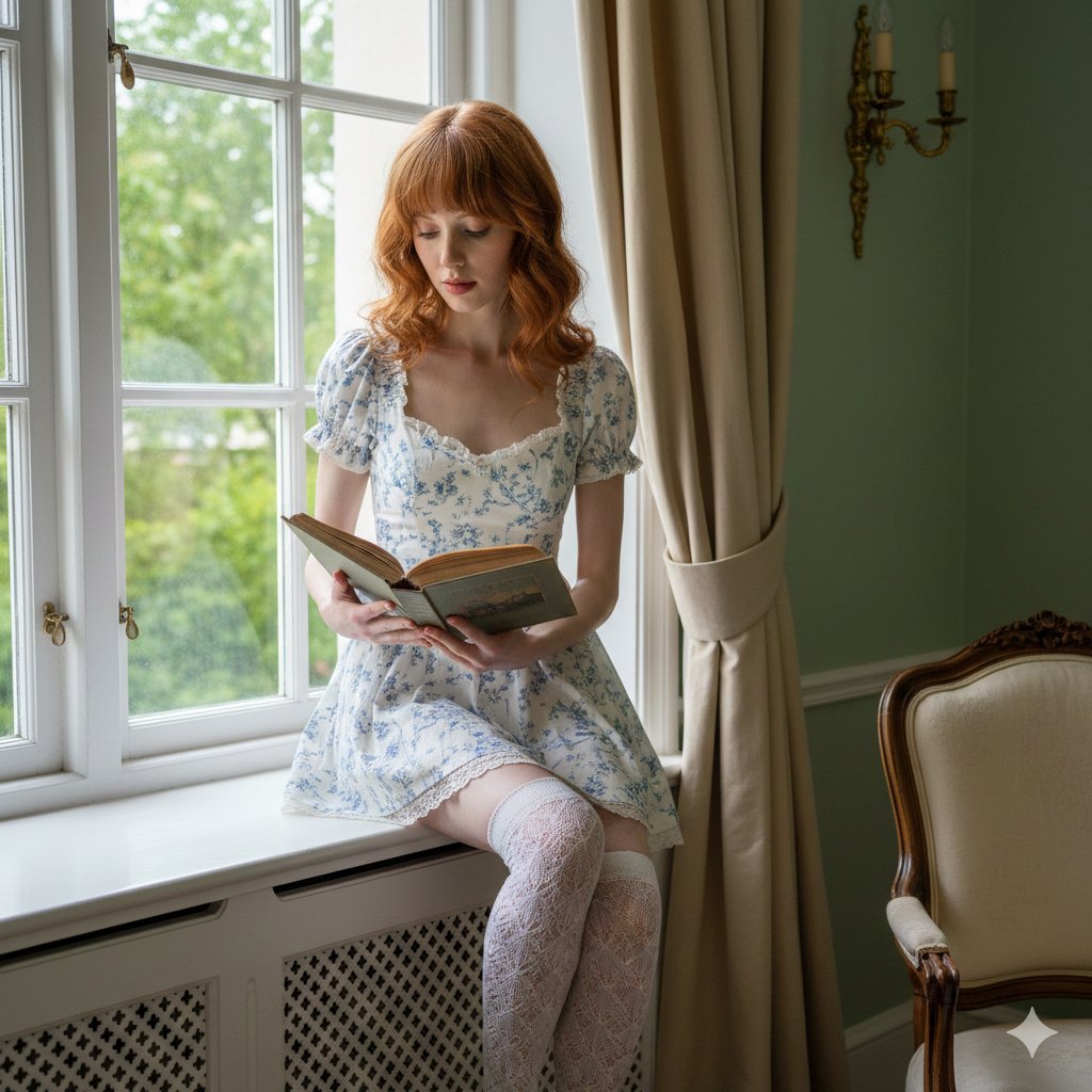 Vintage Interior Portrait with Copper Hair